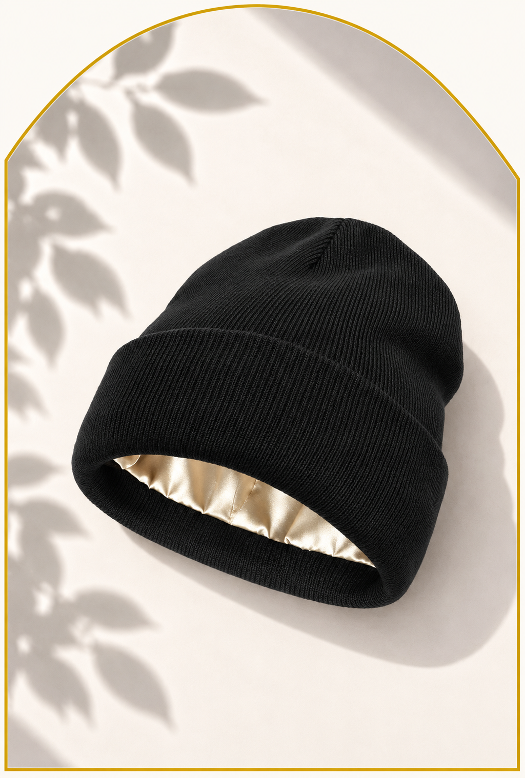 Satijnen muts gevoerd satin-lined beanie black / zwart