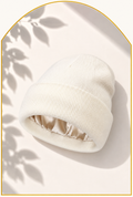 Satijnen muts gevoerd satin-lined beanie wit / white